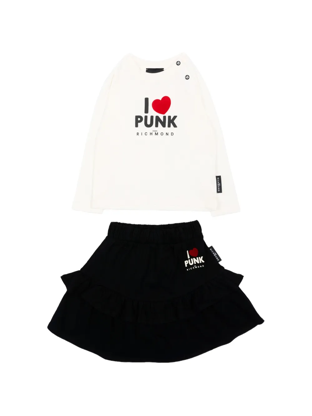 John Richmond Junior ruffled slogan-print T-shirt (set of two) - Bianco