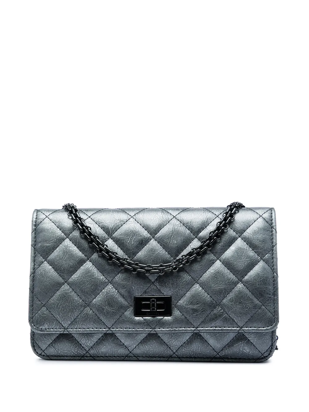 CHANEL Pre-Owned 2019 Quilted Aged Calfskin Reissue 2.55 Wallet on Chain crossbody bag - Grigio