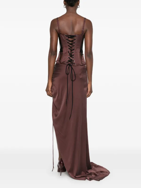 Maria Lucia Hohan Maleena Quilted Corset Maxi Dress | Brown