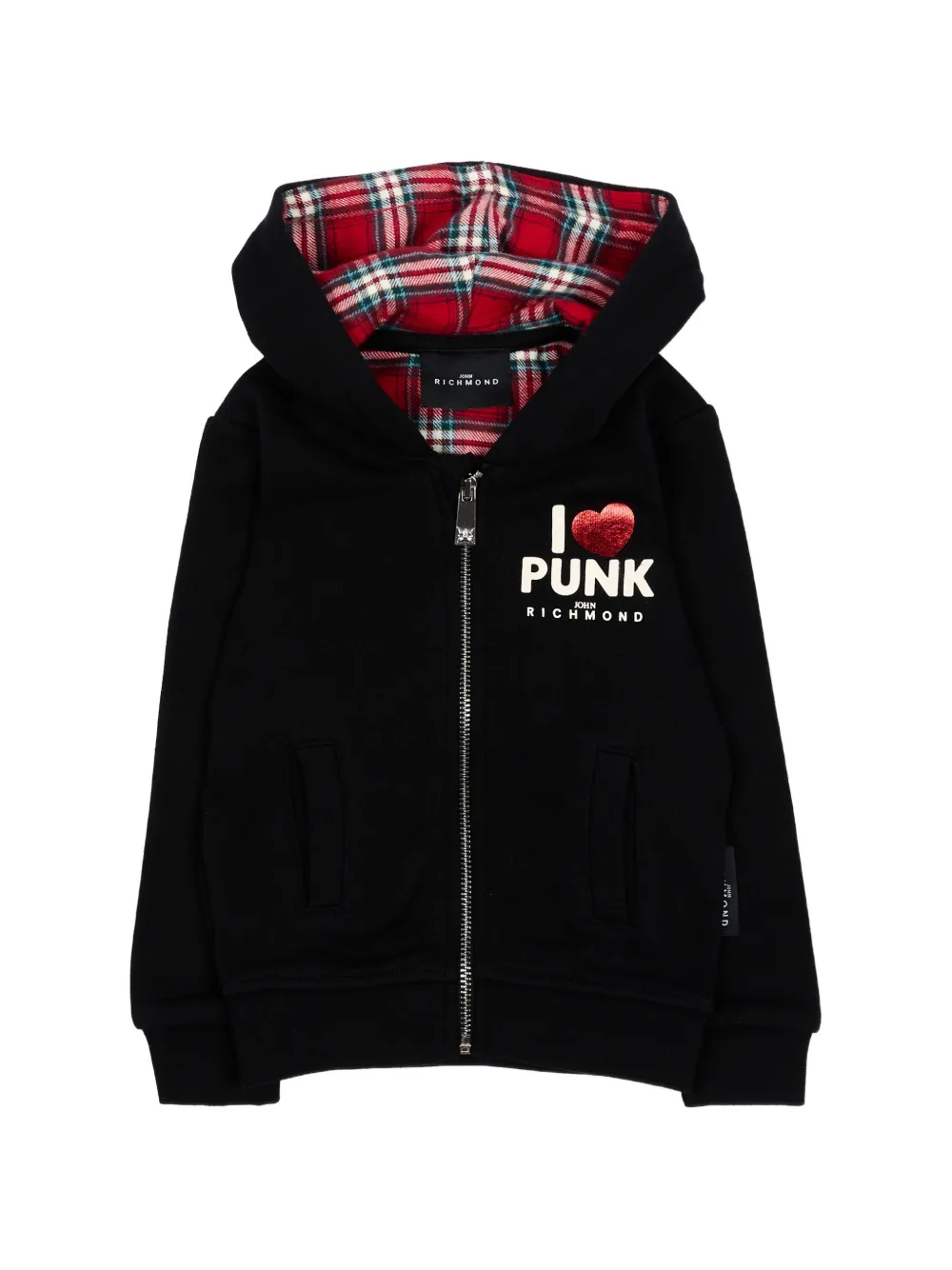 John Richmond Junior logo-print zip-up hoodie - Nero