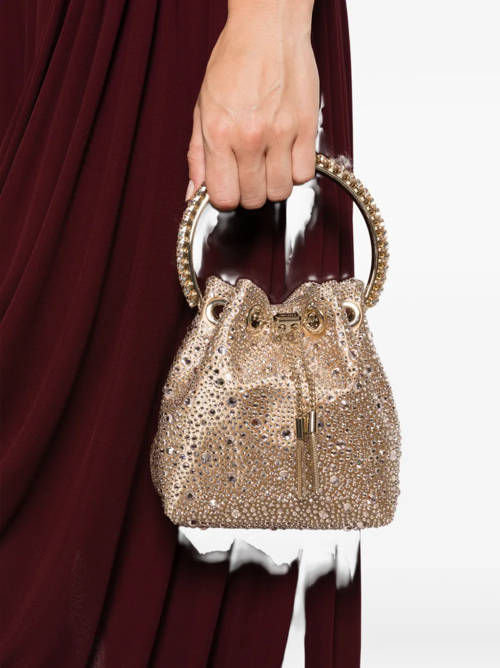 Jimmy Choo Bon Bon Bucket Bag In Gold
