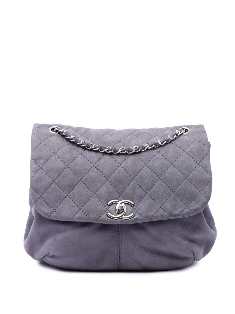 CHANEL Pre-Owned 2012-2013 Medium Quilted Nubuck Trianon Messenger Flap crossbody bag - Viola
