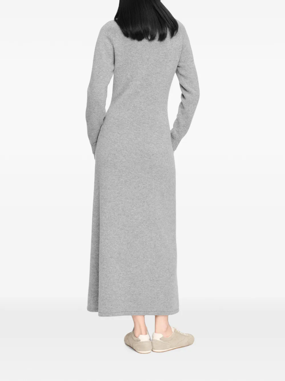 Barrie Kabelgebreide maxi-jurk met col Grijs