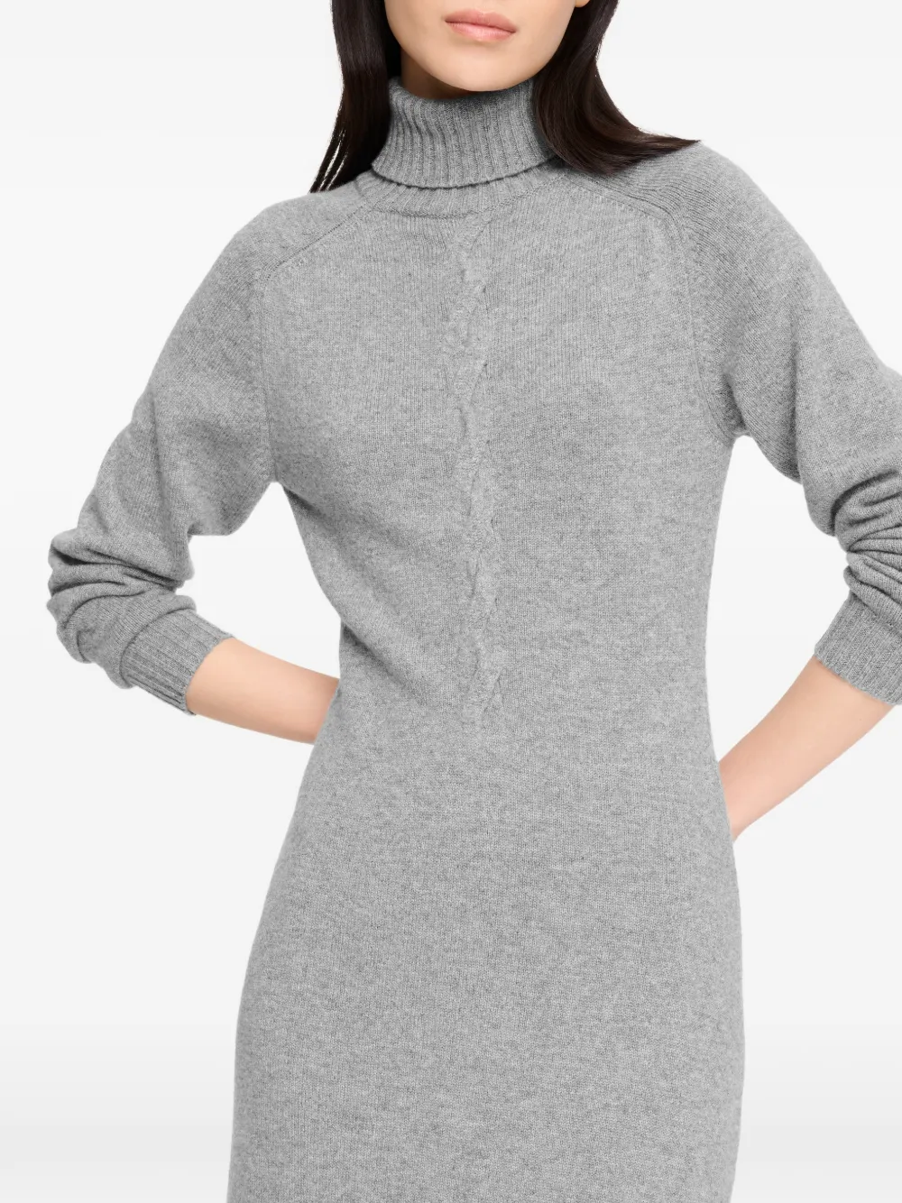 Barrie Kabelgebreide maxi-jurk met col Grijs
