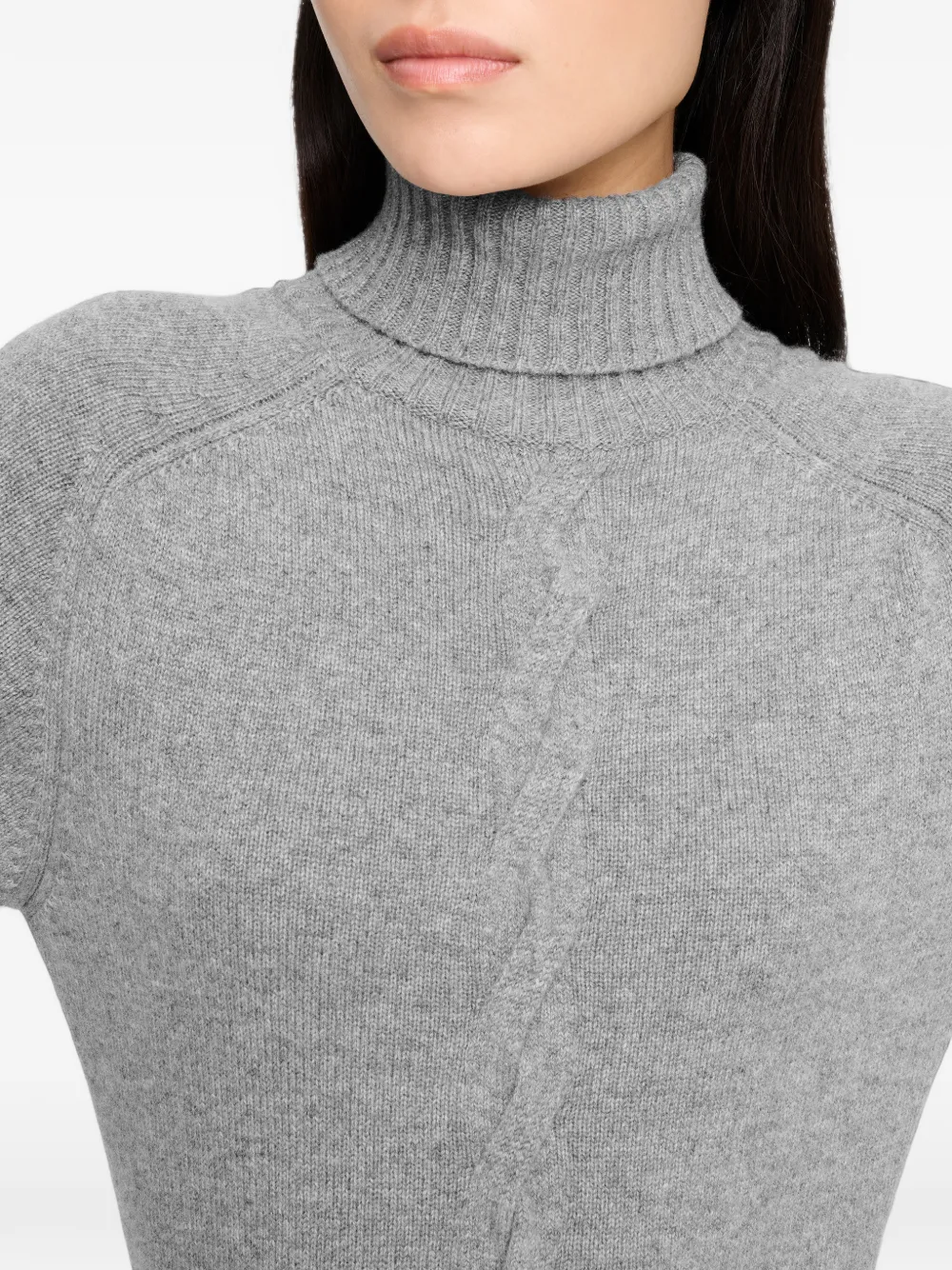 Barrie Kabelgebreide maxi-jurk met col Grijs