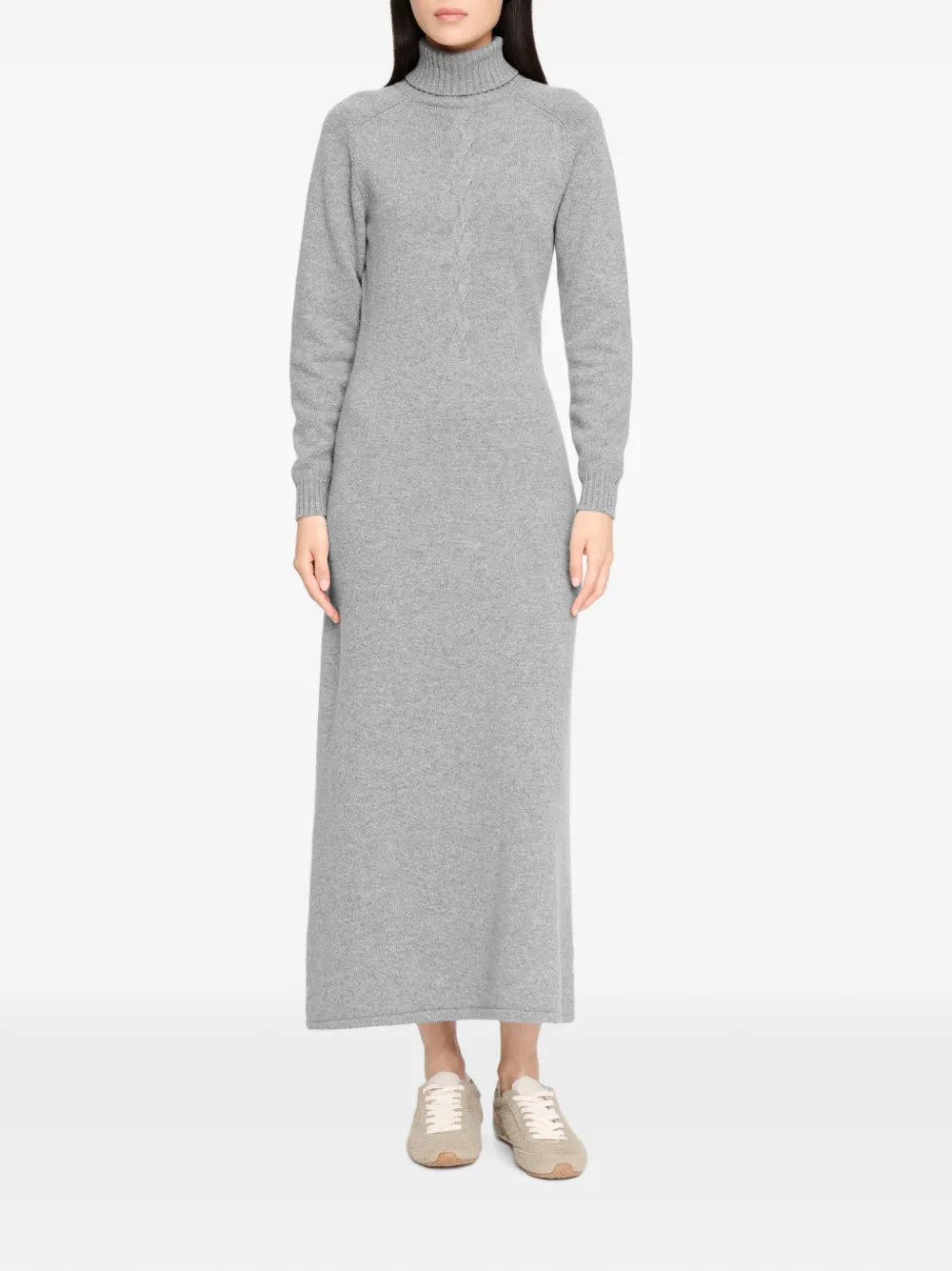 Barrie Kabelgebreide maxi-jurk met col Grijs