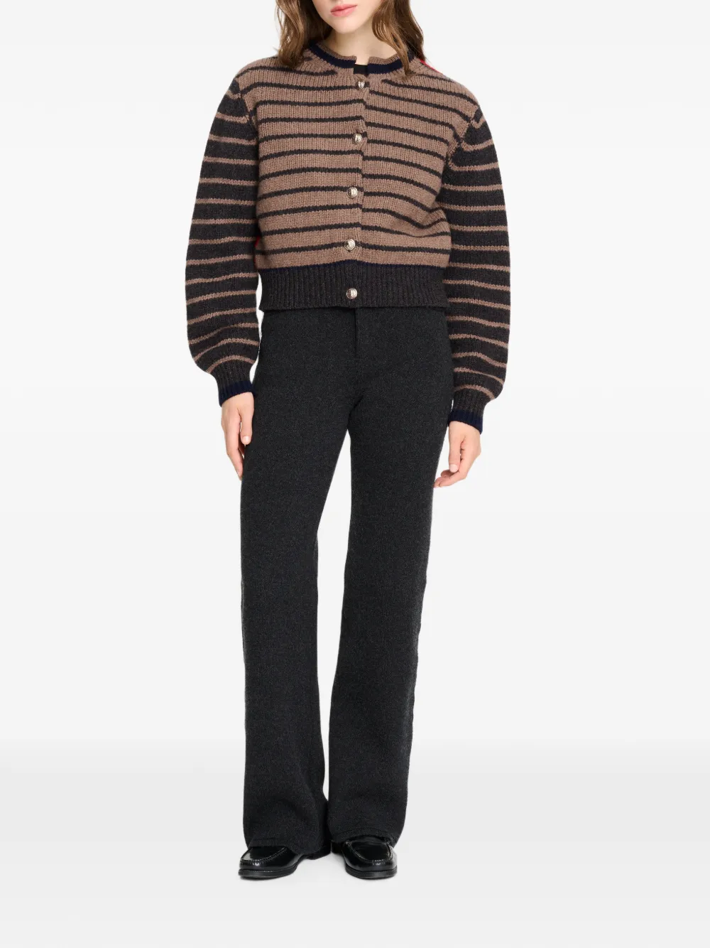 Barrie Gestreept chunky gebreid vest Bruin