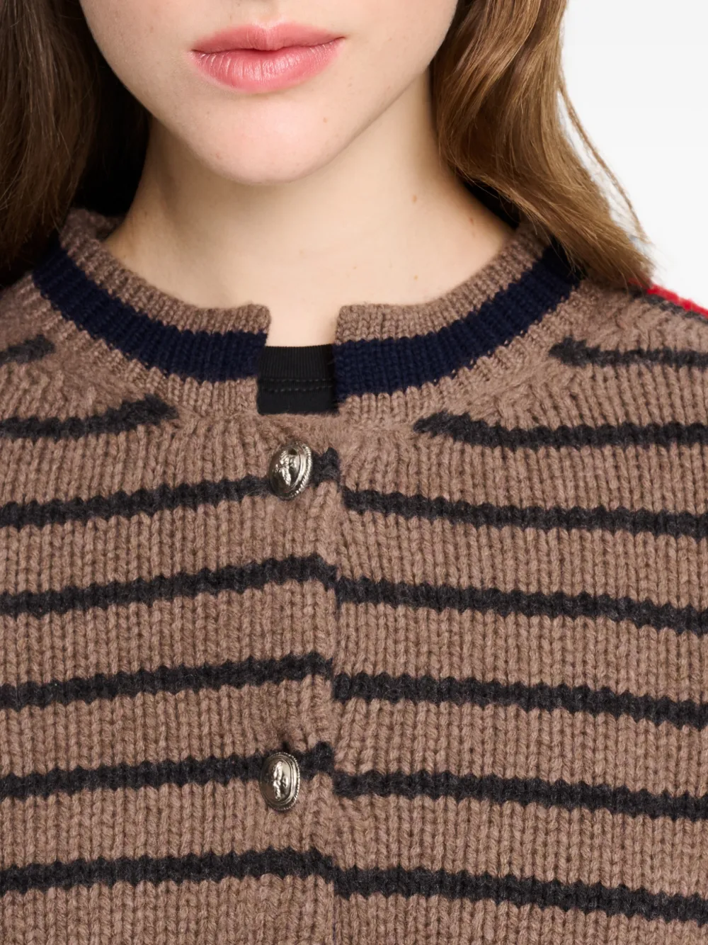 Barrie Gestreept chunky gebreid vest Bruin