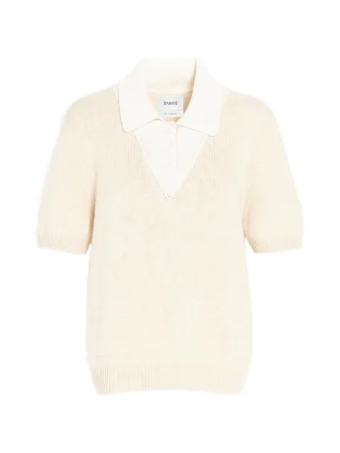 Barrie topstitched cashmere polo shirt