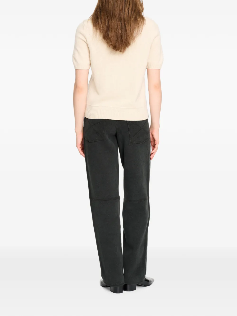 Barrie Kasjmier poloshirt met stiksels Beige