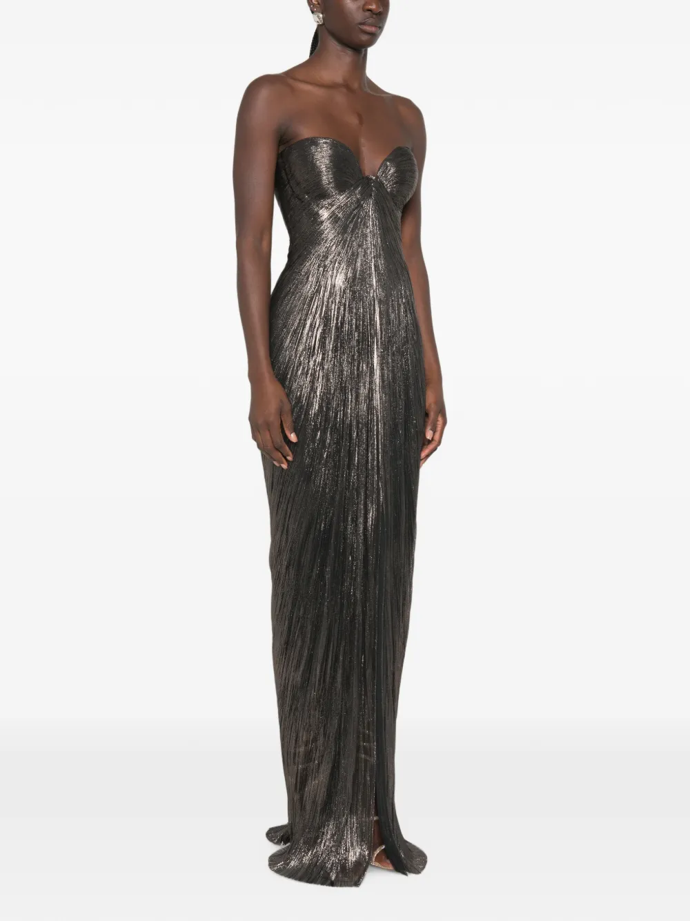 Maria Lucia Hohan Nadira metallic-effect pleated maxi dress Bruin