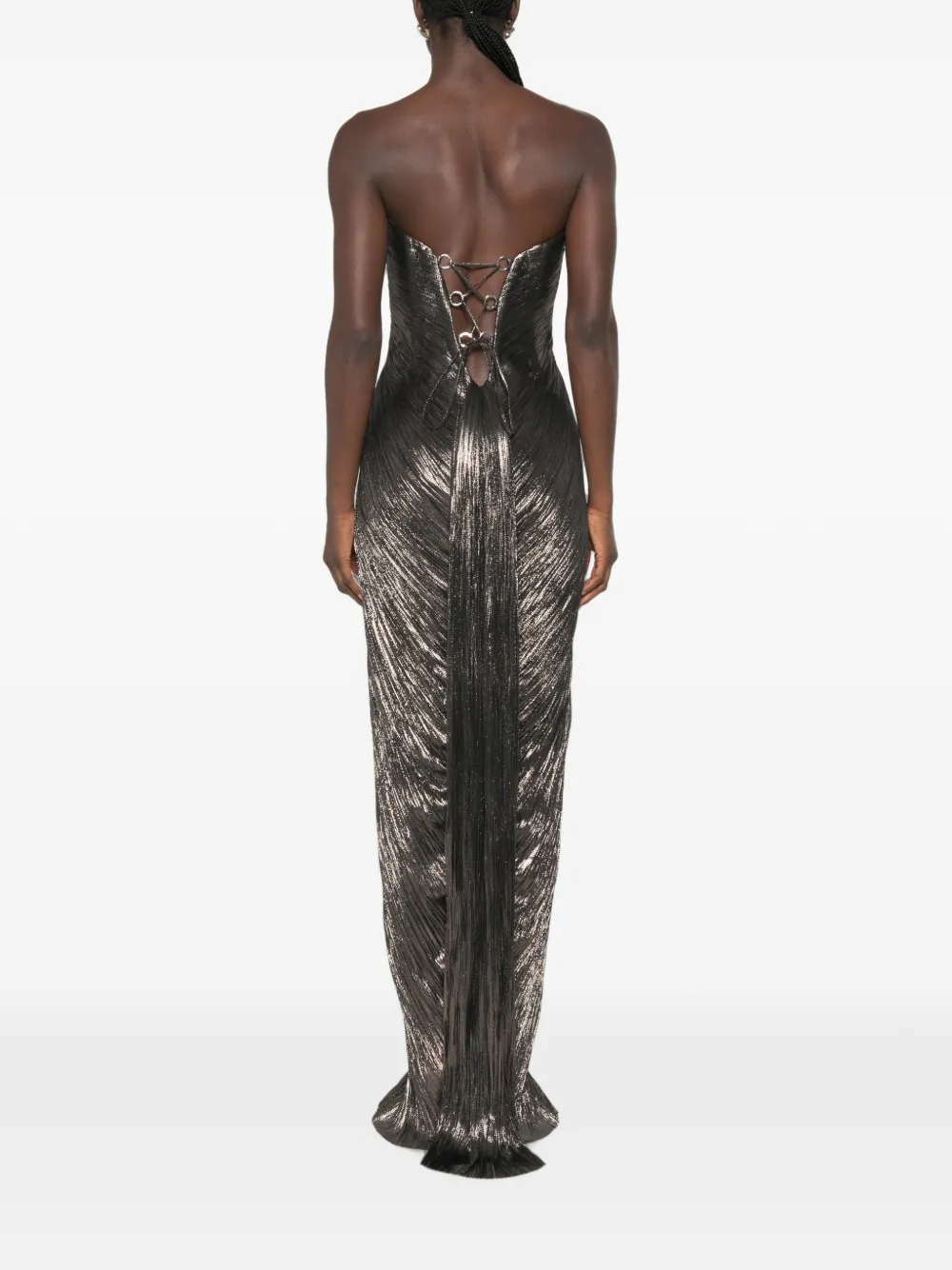 Maria Lucia Hohan Nadira metallic-effect pleated maxi dress Bruin