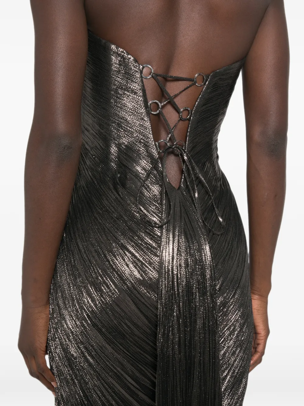 Maria Lucia Hohan Nadira metallic-effect pleated maxi dress Bruin