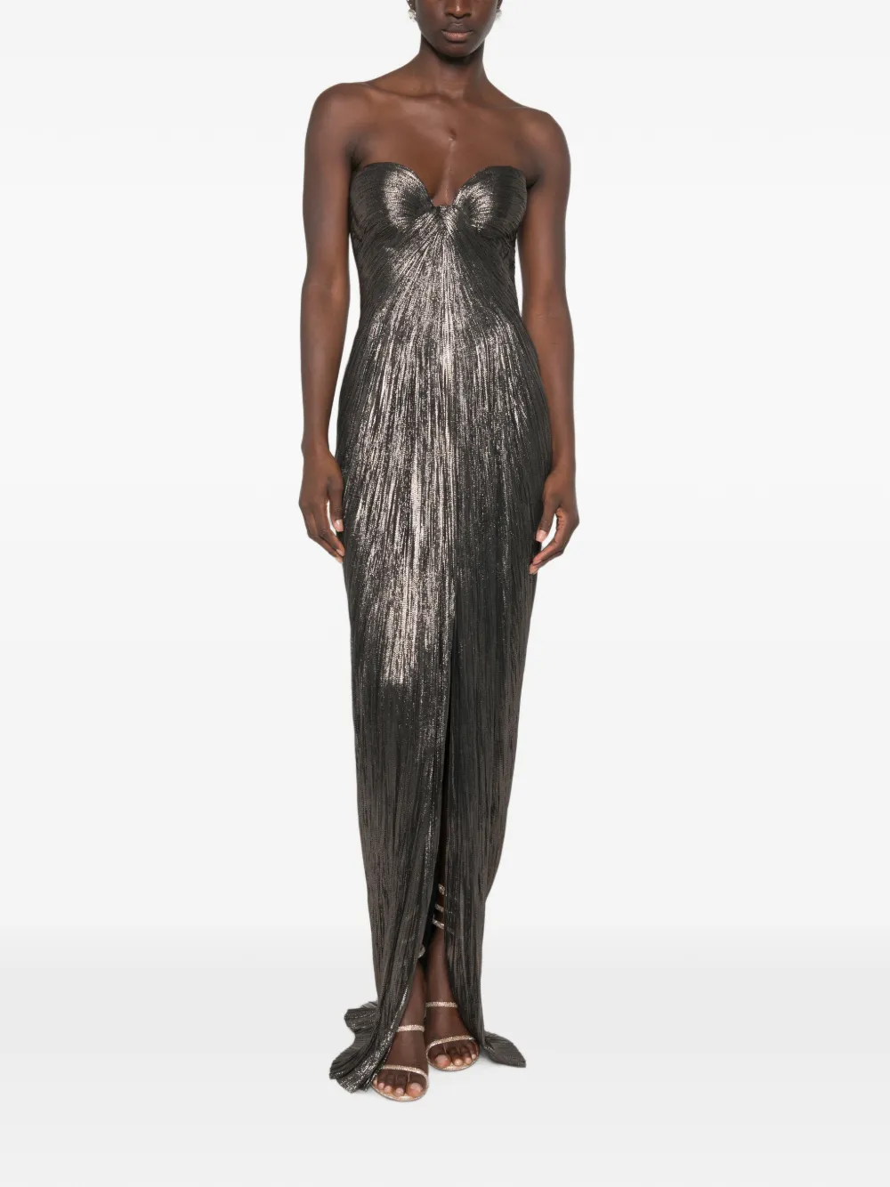 Maria Lucia Hohan Nadira metallic-effect pleated maxi dress Bruin