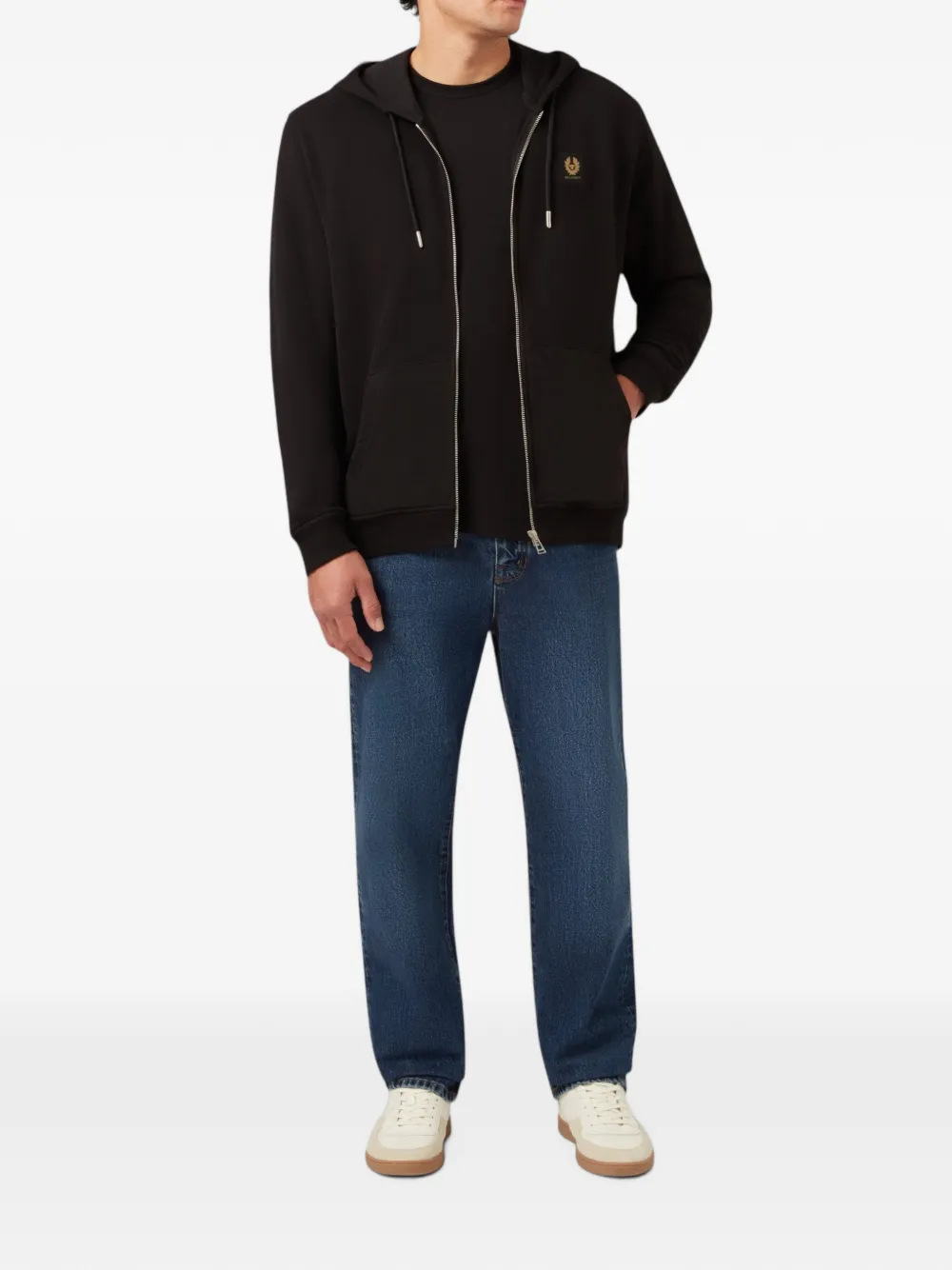 Belstaff hoodie met logopatch en rits Zwart