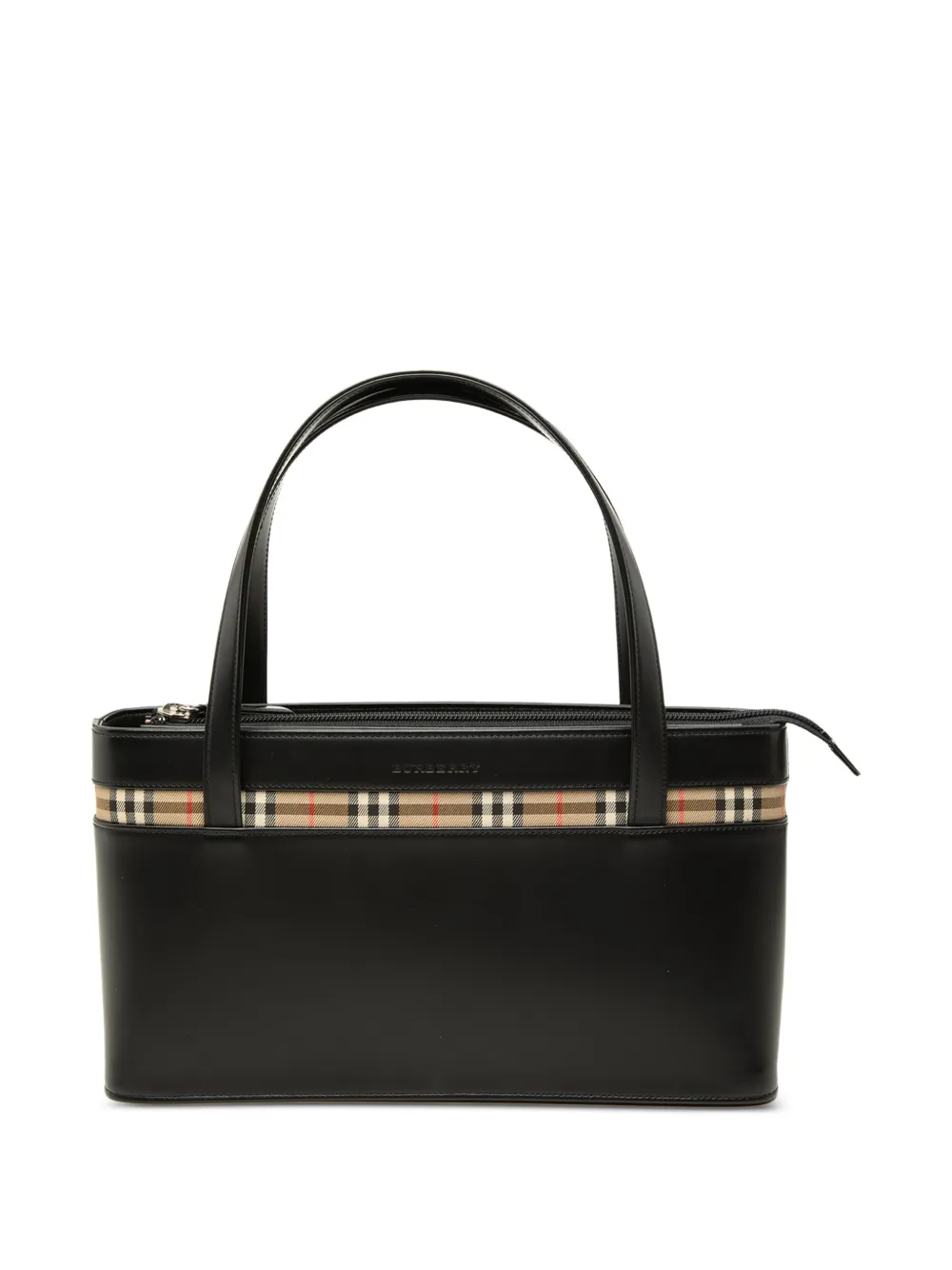 Burberry Pre-Owned 2000-2017 House Check Canvas Trimmed Leather handbag - Nero