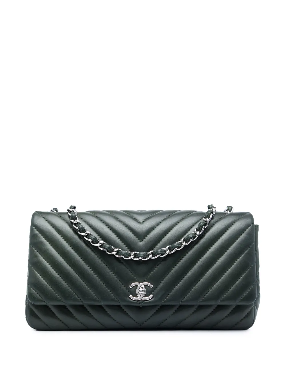 CHANEL Pre-Owned 2012-2013 CC Chevron Lambskin Single Flap shoulder bag - Grün