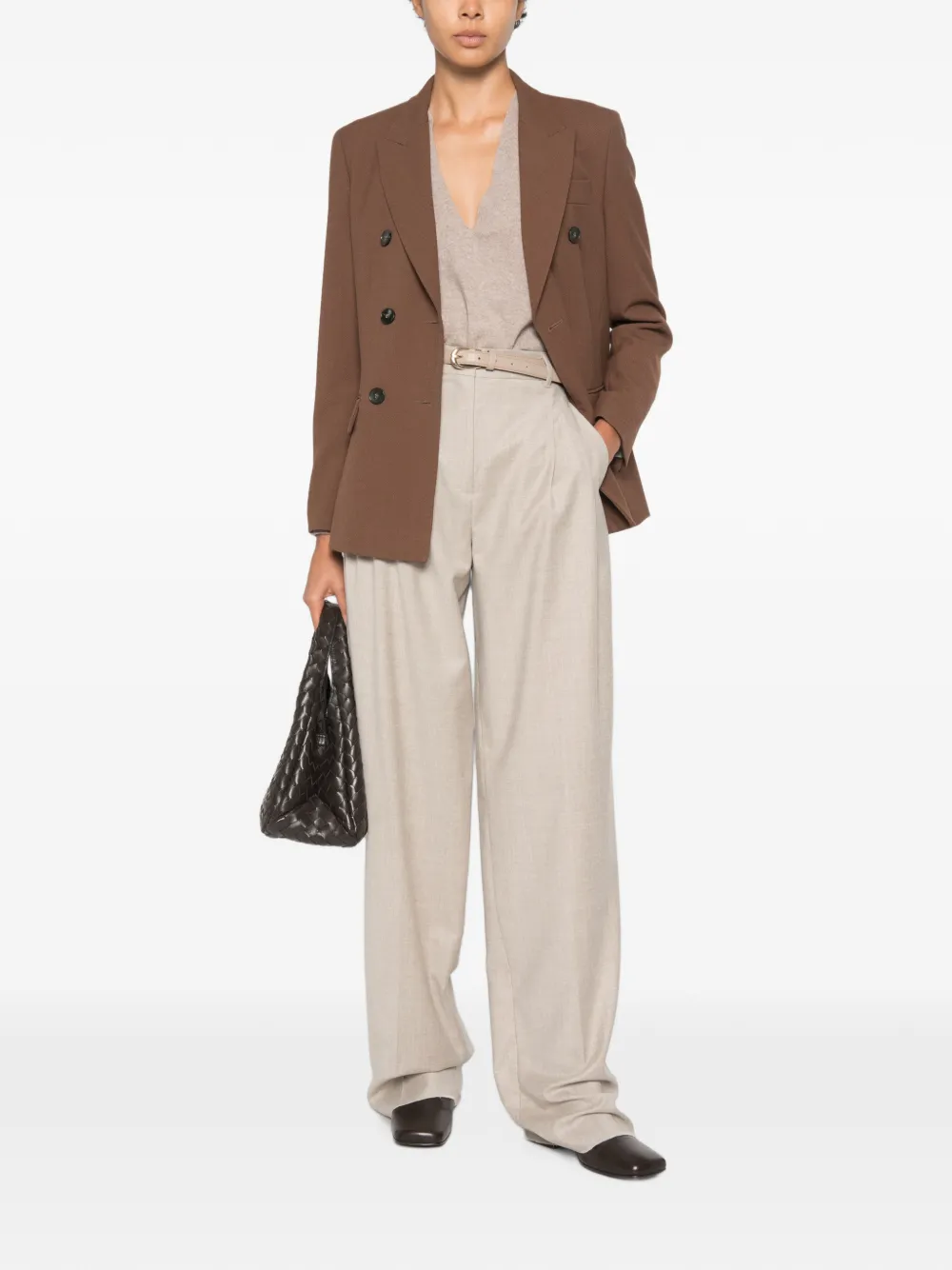 Max Mara Lago plooibroek met ceintuur Beige