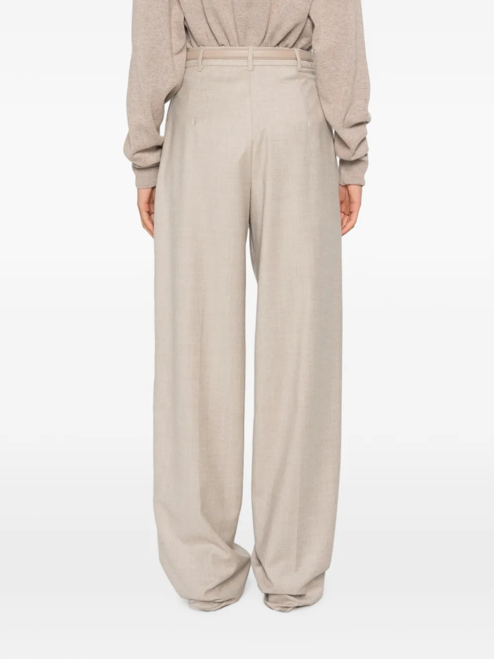 Max Mara Lago plooibroek met ceintuur Beige