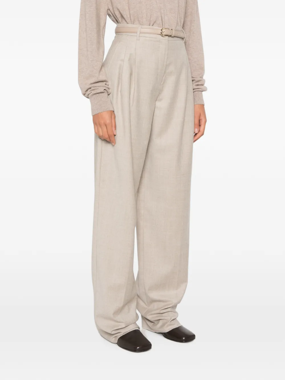 Max Mara Lago plooibroek met ceintuur Beige