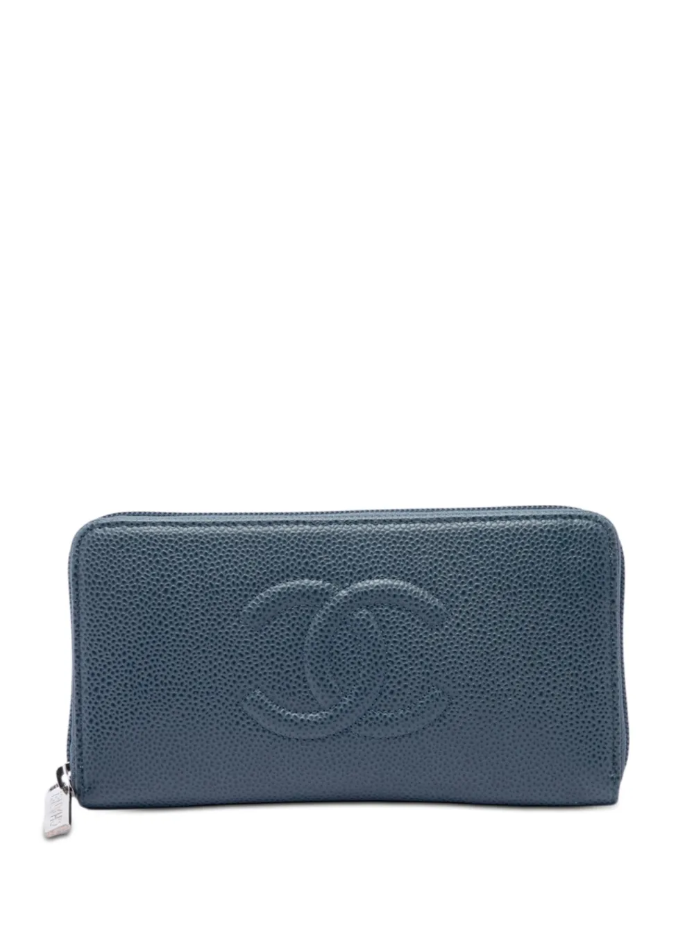 CHANEL Pre-Owned 2012-2013 CC Caviar Zip Around Wallet long wallets - Blau