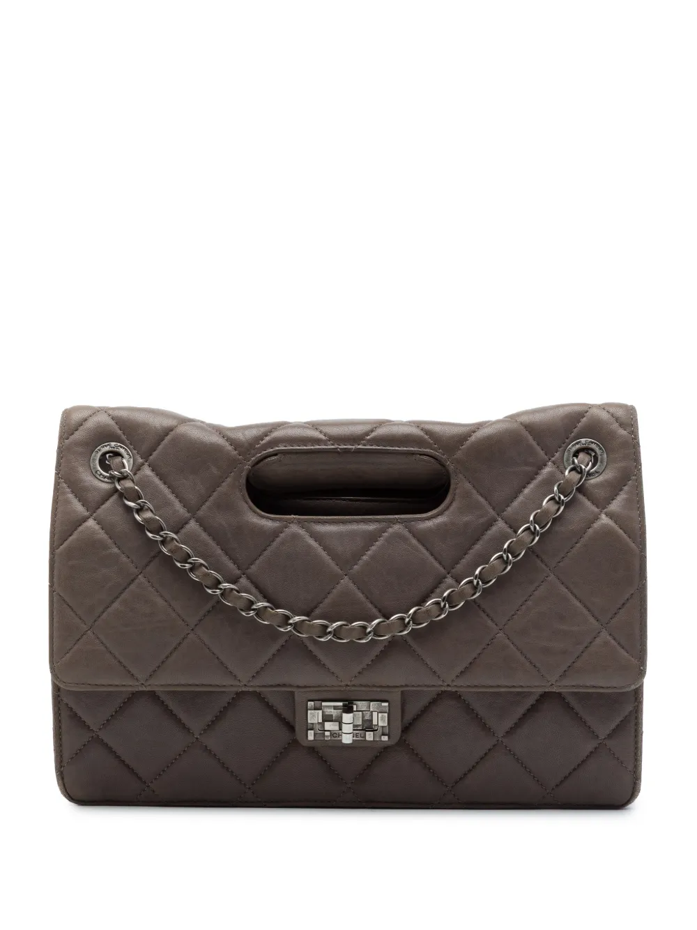 CHANEL Pre-Owned 2011 Paris Byzance Jumbo Washed Lambskin Take Away Flap satchel - Braun