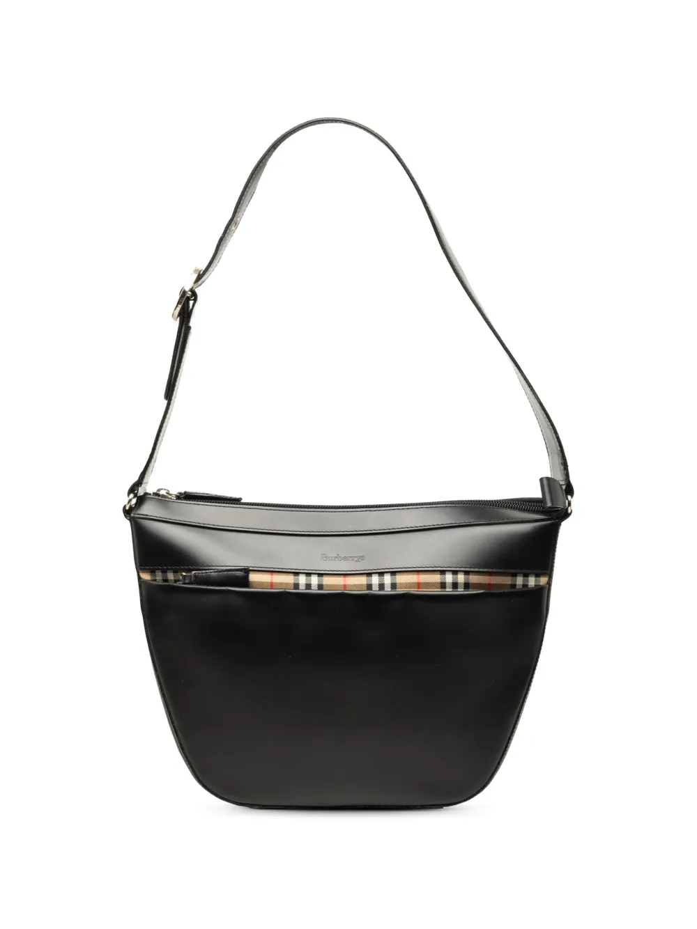 Burberry Pre-Owned 2000-2017 House Check Trimmed Leather shoulder bag - Nero