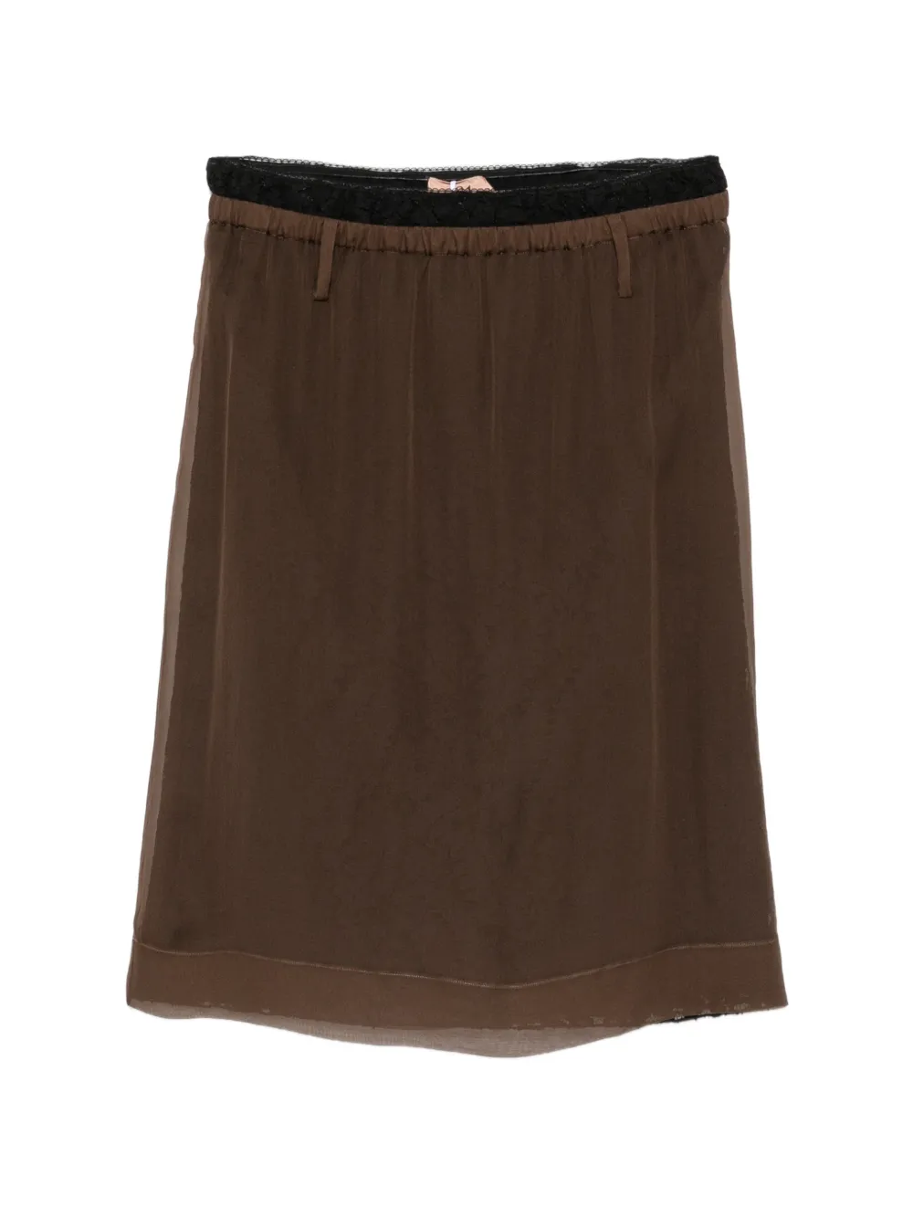Nº21 lace-trim Rock skirt - Marrone