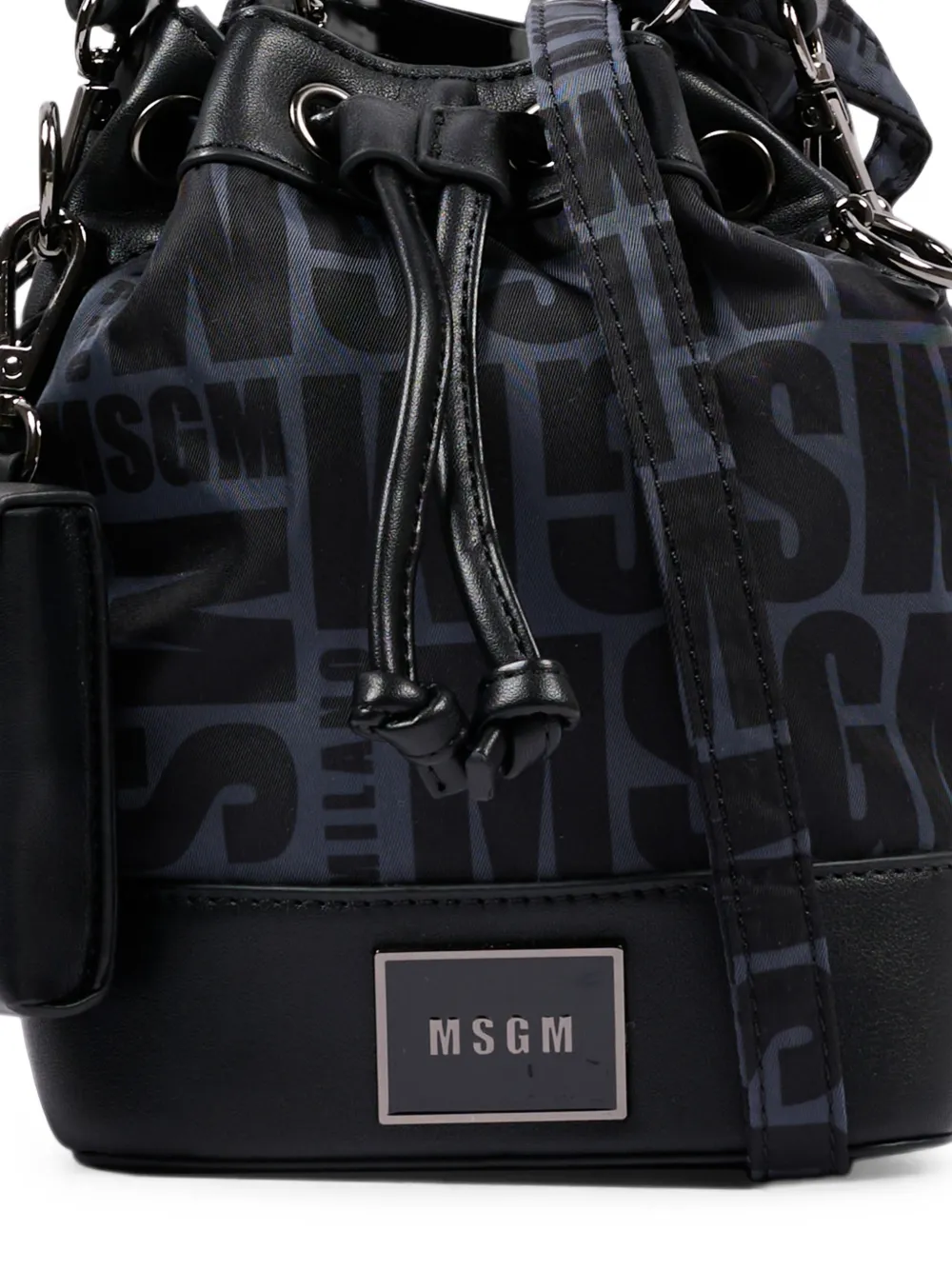MSGM Kids logo-pattern bucket bag Zwart