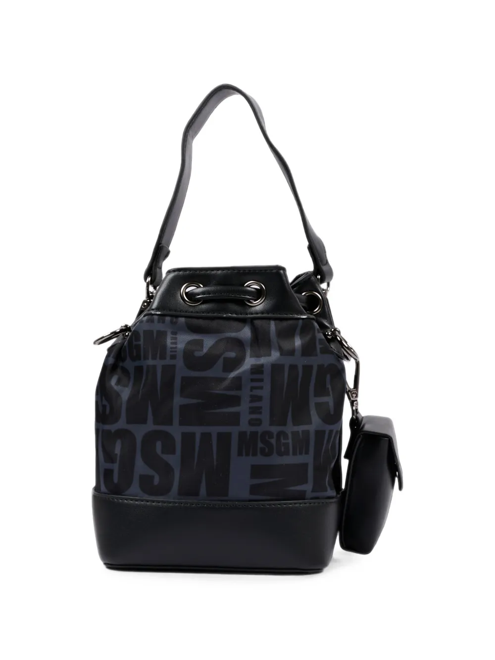 MSGM Kids logo-pattern bucket bag Zwart