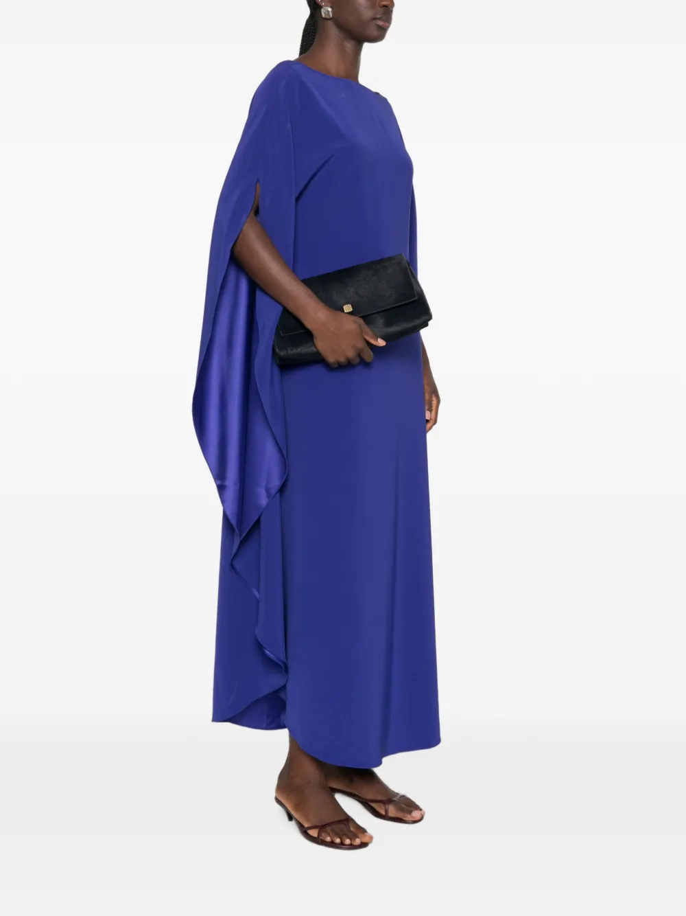 Gianluca Capannolo Iris maxi-jurk met cape-stijl en split op de mouwen Blauw