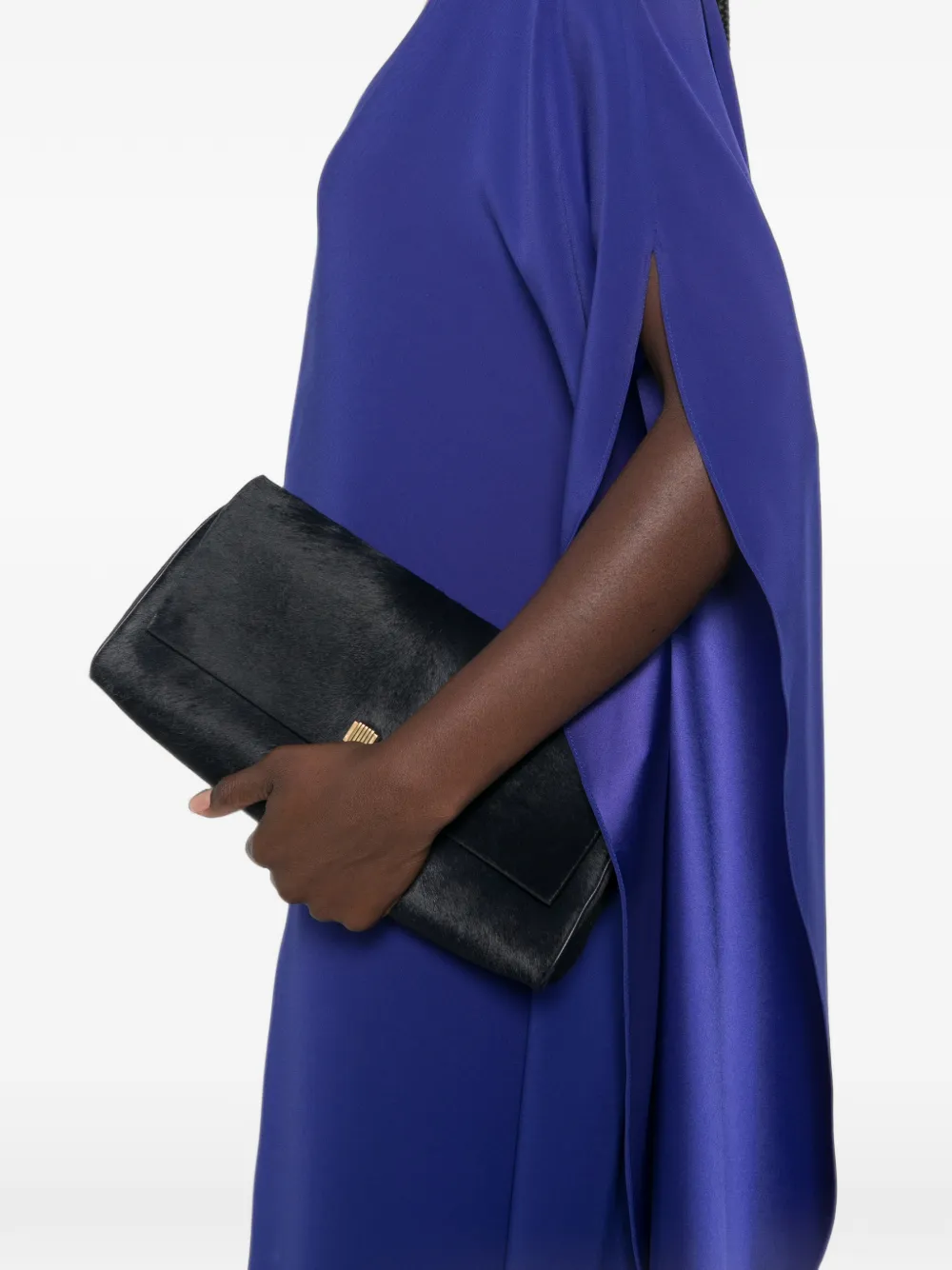 Gianluca Capannolo Iris maxi-jurk met cape-stijl en split op de mouwen Blauw