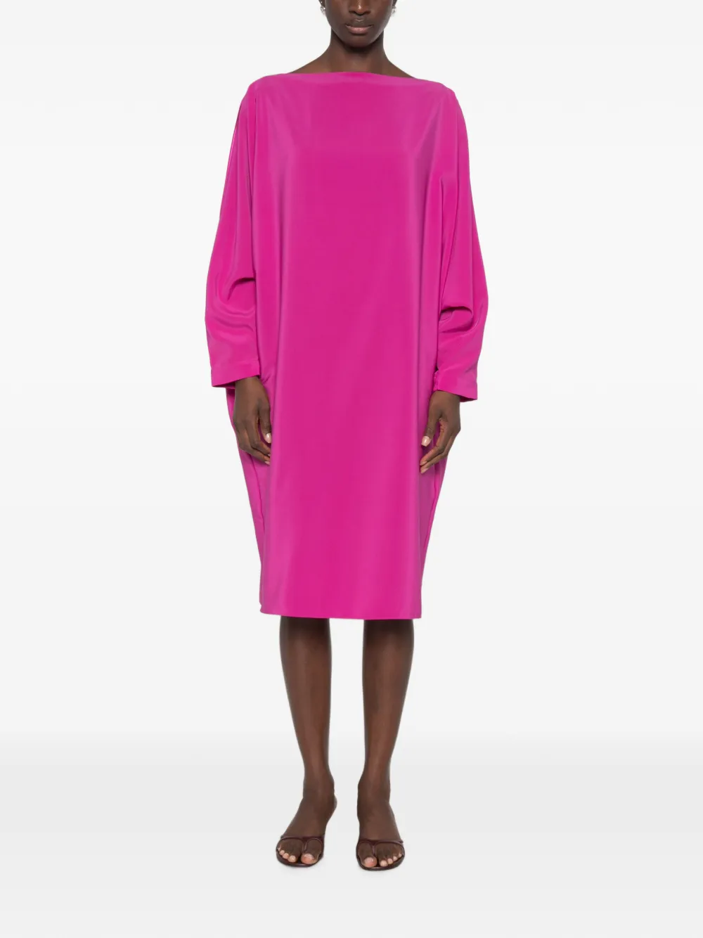 Gianluca Capannolo Margarita midi-jurk met boothals en split op de mouwen Roze