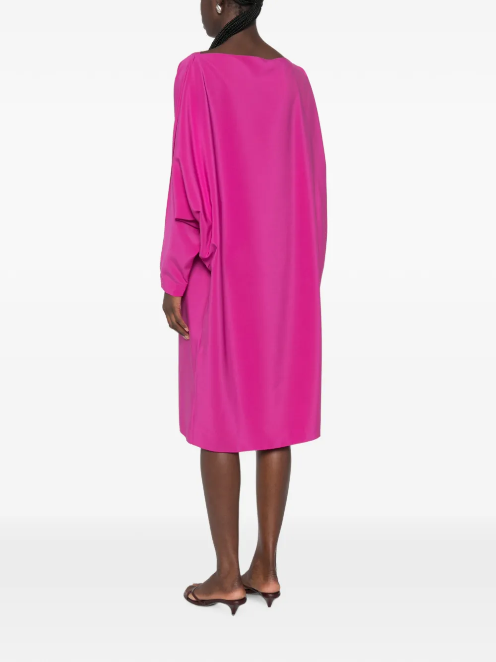 Gianluca Capannolo Margarita midi-jurk met boothals en split op de mouwen Roze