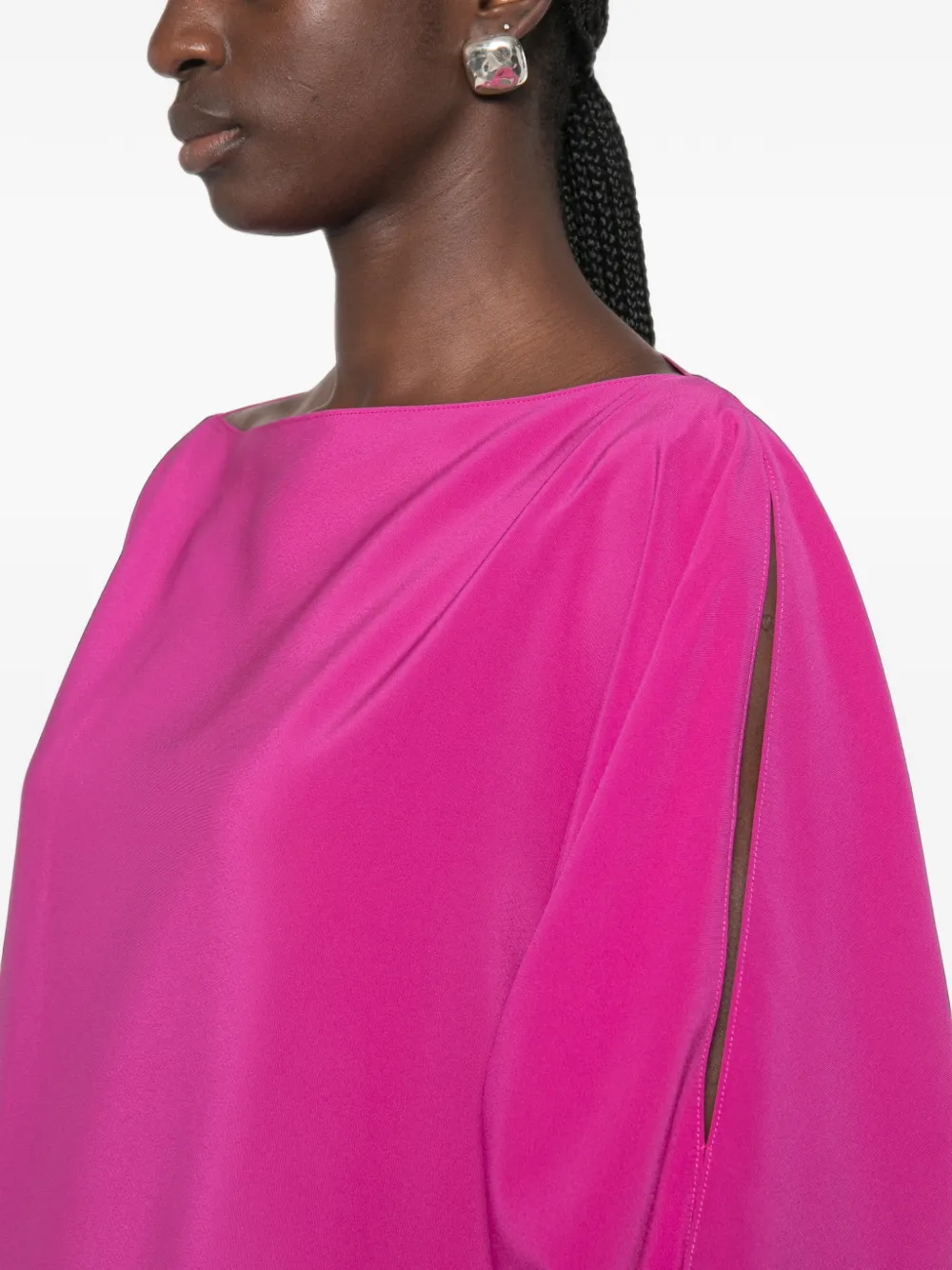 Gianluca Capannolo Margarita midi-jurk met boothals en split op de mouwen Roze