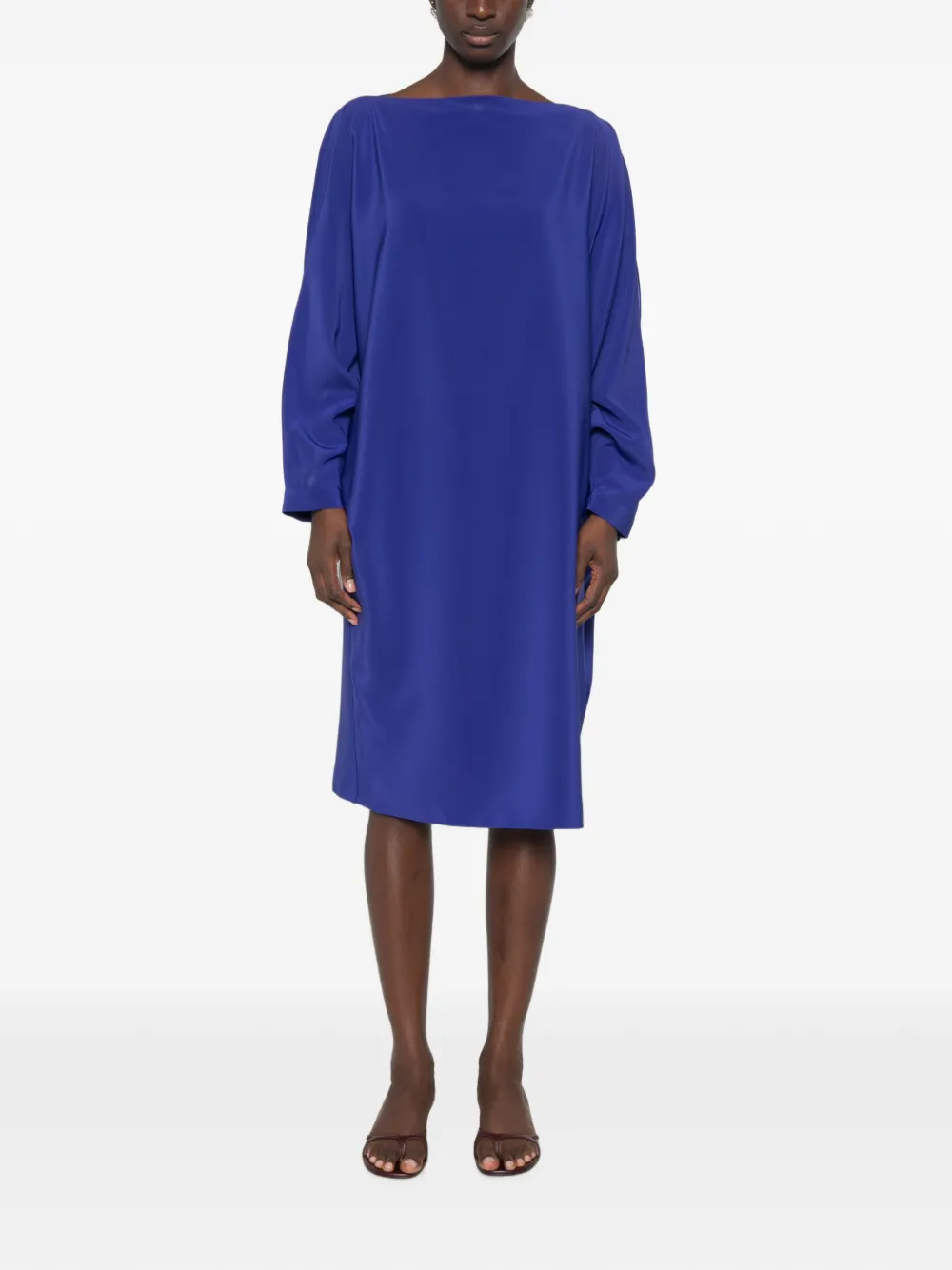 Gianluca Capannolo Margarita midi-jurk met boothals en split op de mouwen Blauw