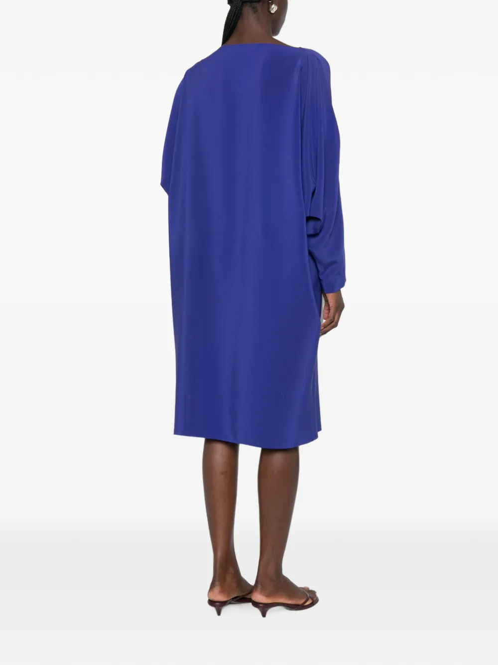 Gianluca Capannolo Margarita midi-jurk met boothals en split op de mouwen Blauw