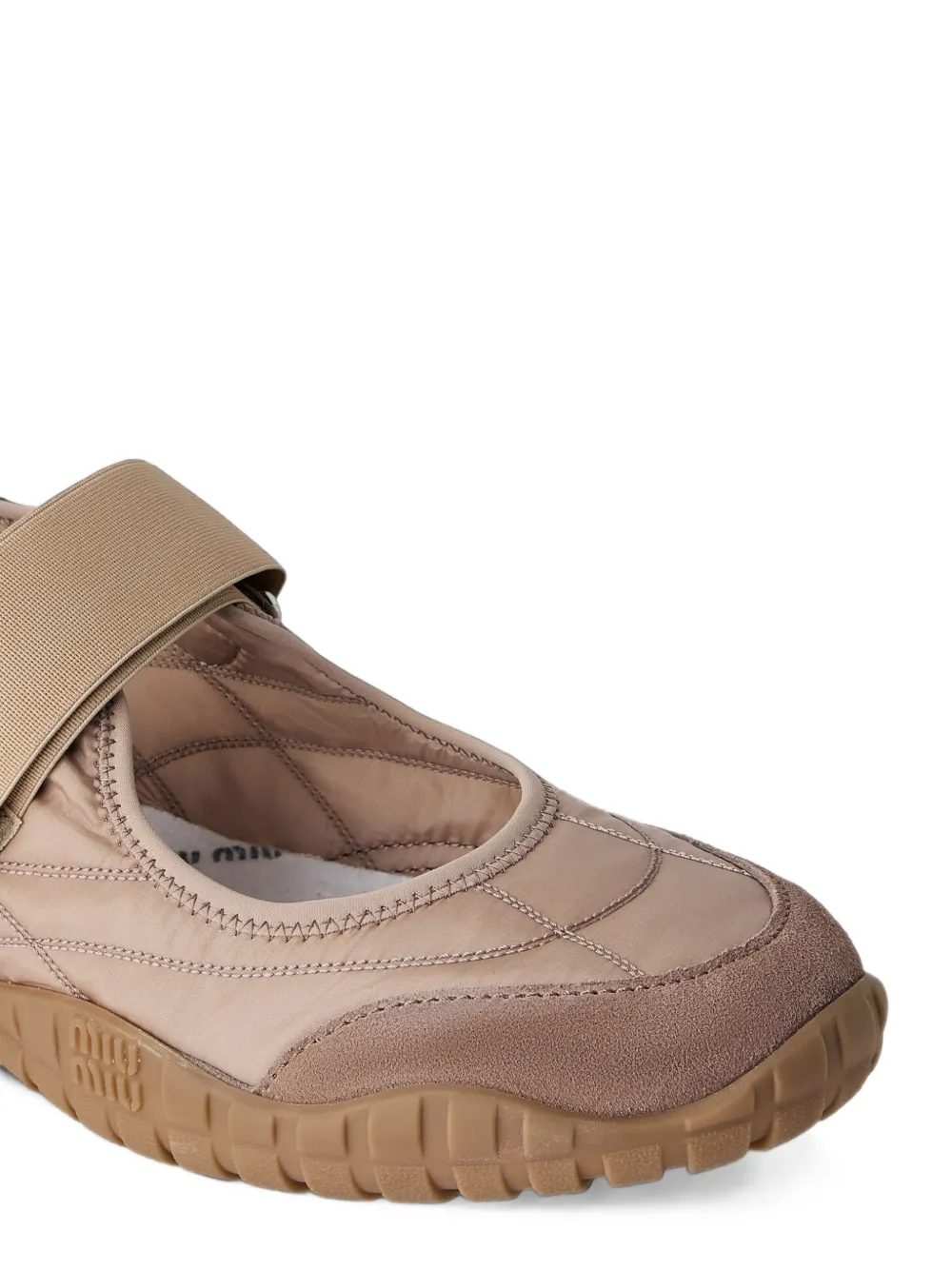 Miu touch-strap mesh-panel sneakers Beige