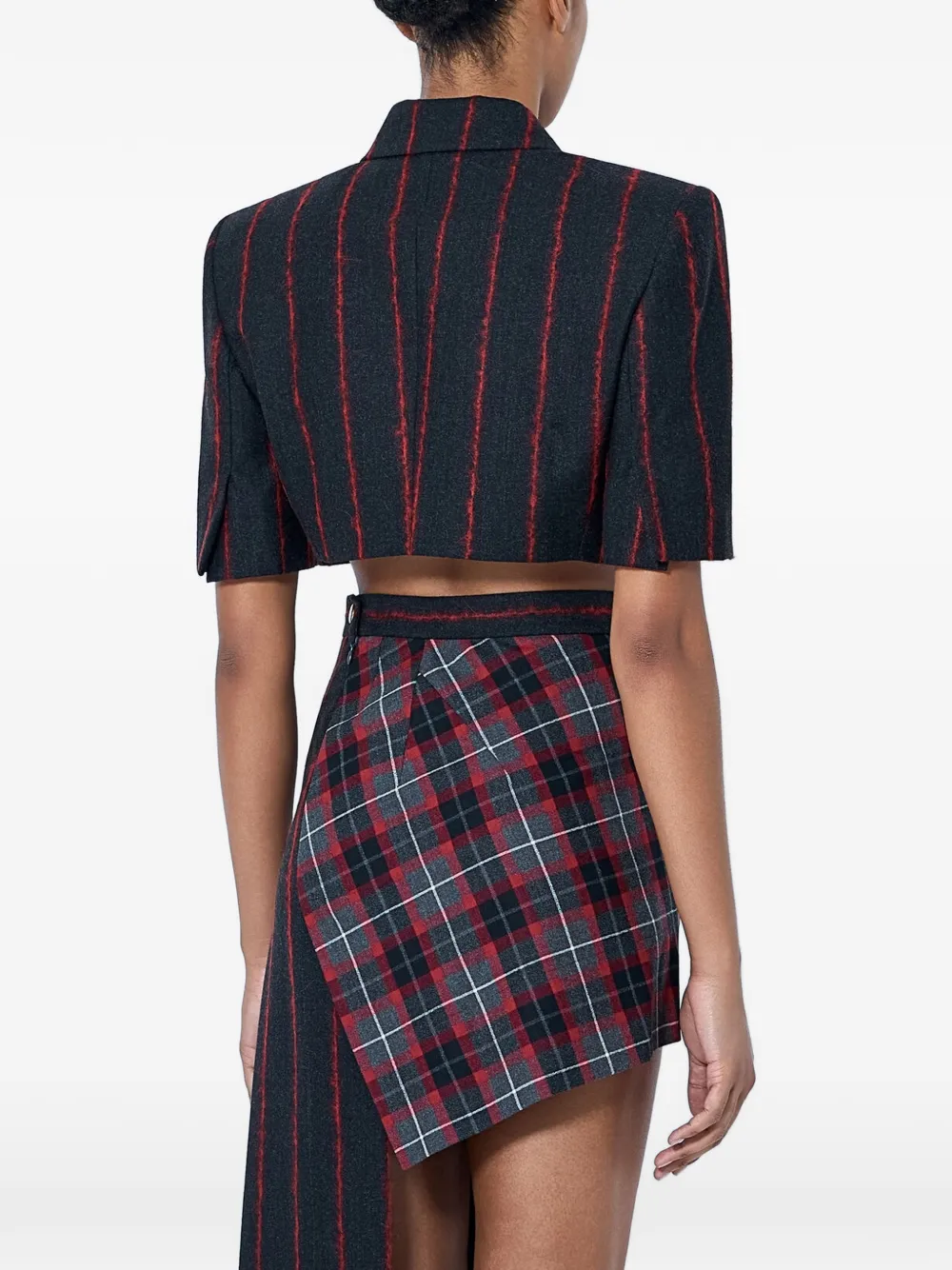 Vivienne Westwood Cropped blazer met krijtstreep en uitgesneden details Grijs