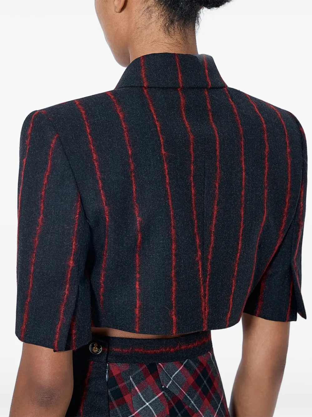 Vivienne Westwood Cut Off ストライプ クロップドジャケット | グレー