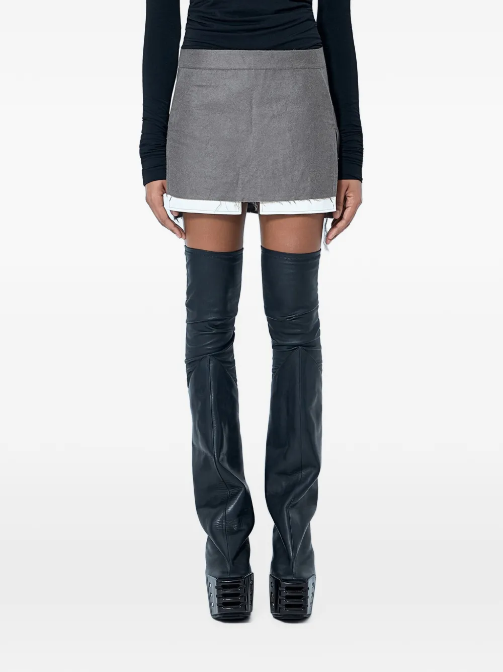 Rick Owens layered-hem mini skirt - Grau