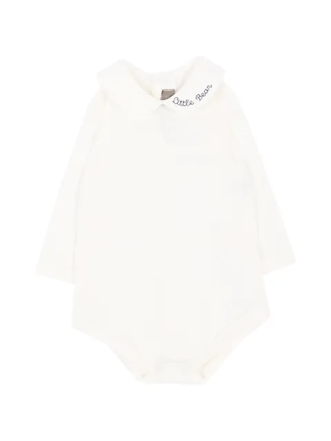 Little Bear embroidered-collar long-sleeves romper