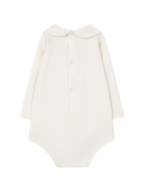 Little Bear embroidered-collar long-sleeves romper