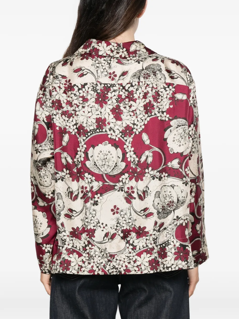 Antonio Marras Zijden blouse met bloemenprint Beige