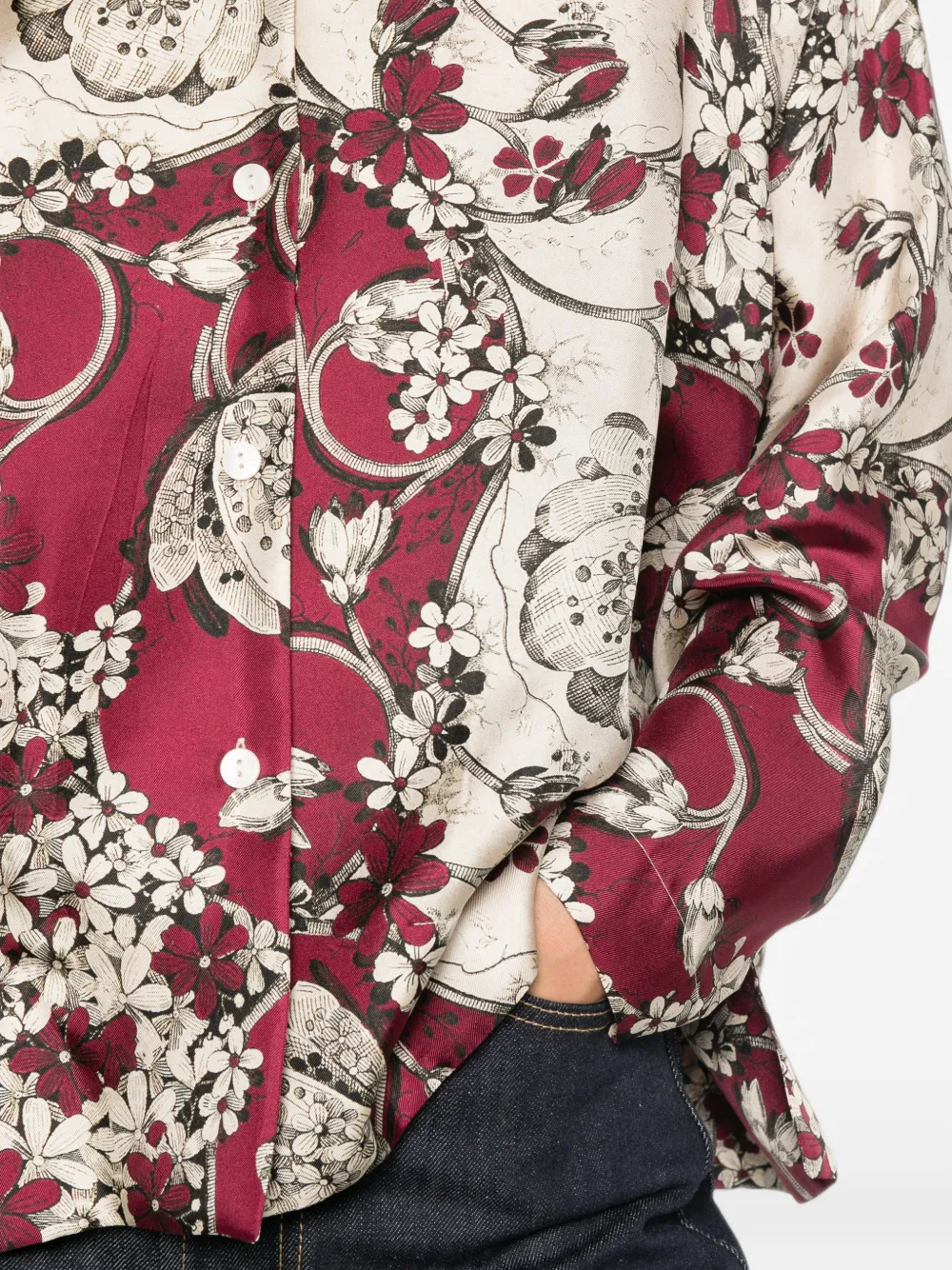 Antonio Marras Zijden blouse met bloemenprint Beige