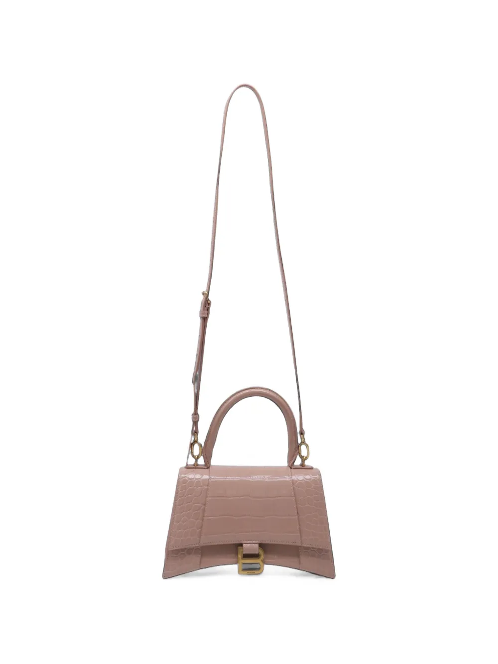Balenciaga Pre-Owned Hourglass croc-embossed handbag - Rosa