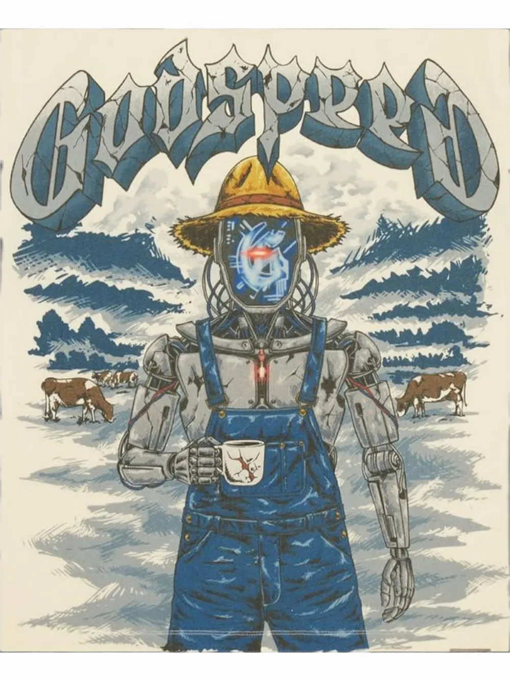 GODSPEED Aura Farm II T-shirt met grafische print Beige