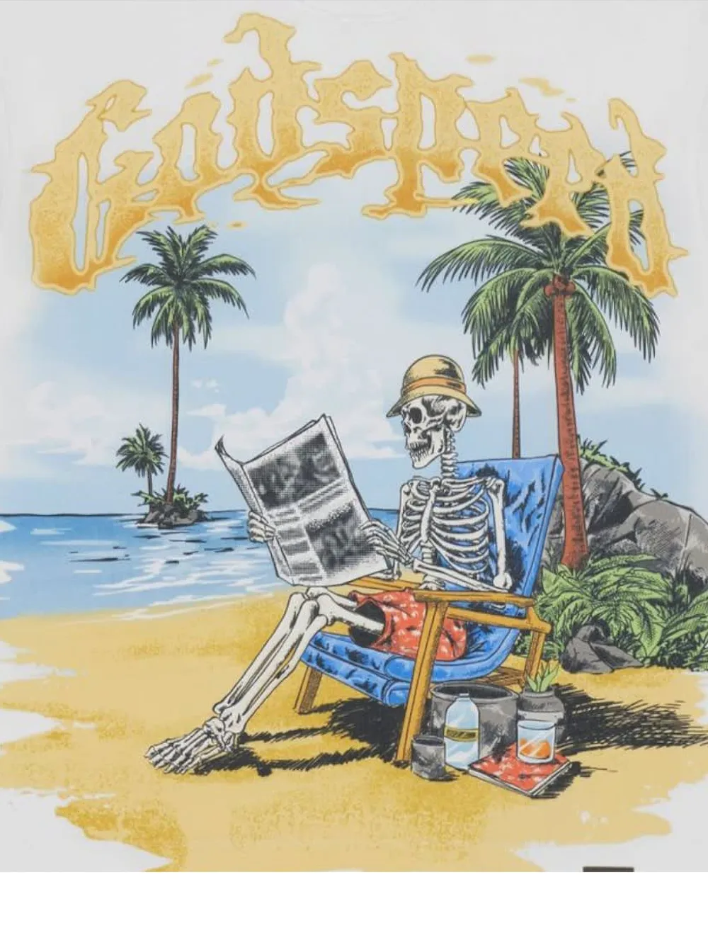 GODSPEED Skeleton Beach II T-shirt met grafische print Wit
