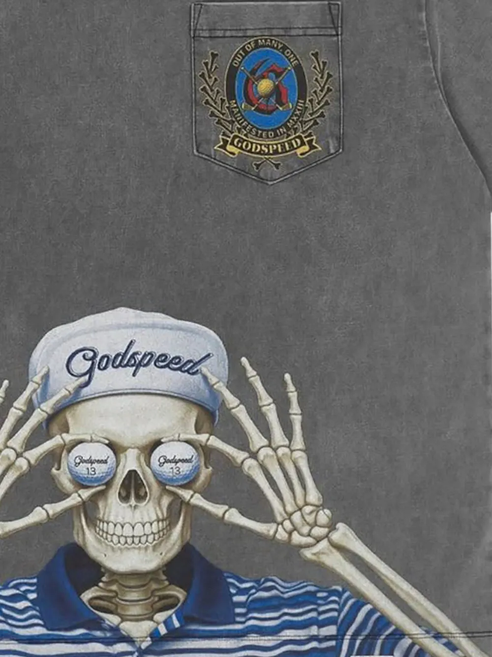 GODSPEED Golf Days T-shirt met borstzak en print Grijs