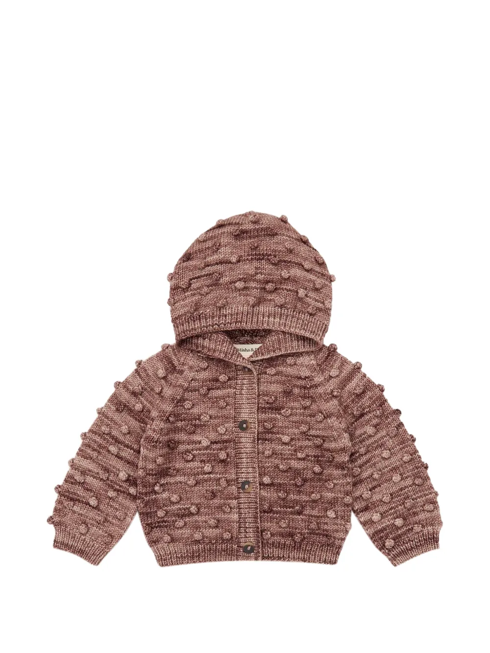 MISHA Cardigan Popcorn con cappuccio - Marrone
